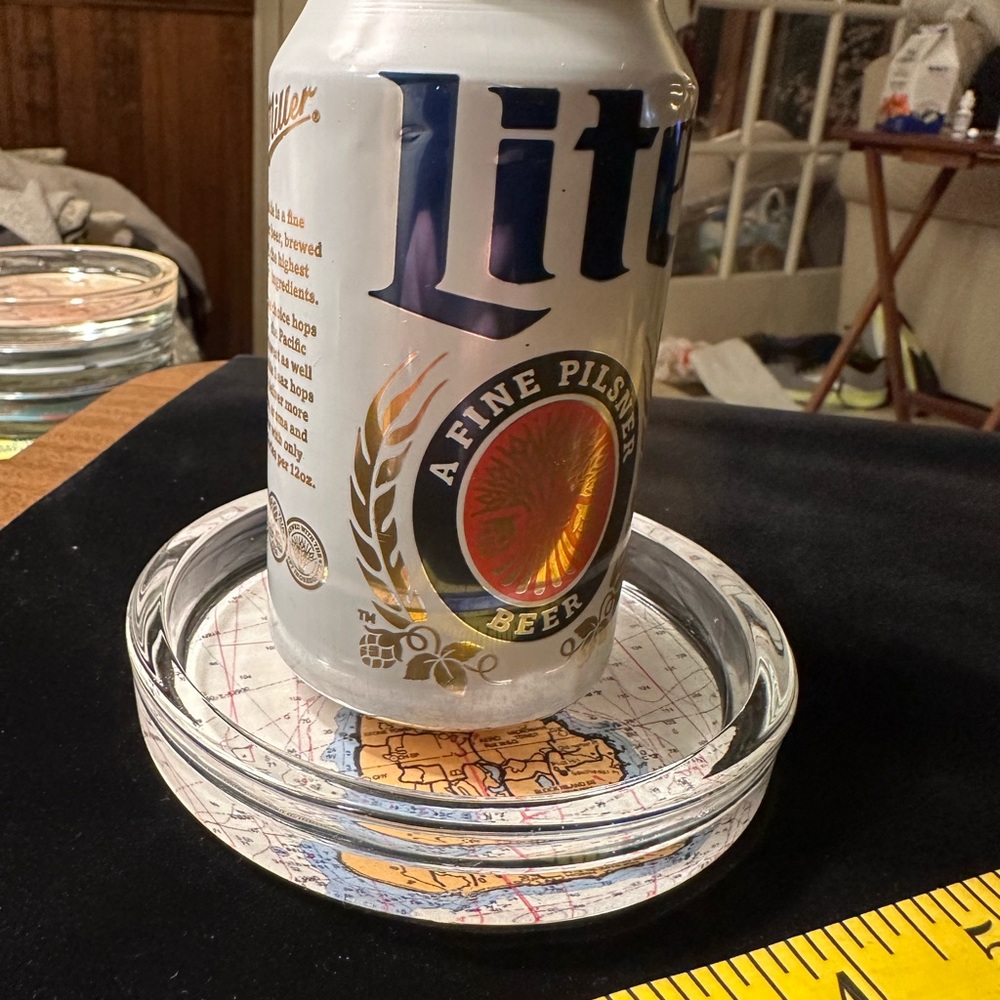 - Block Island glass ring dish/coaster decoupage. Hand crafted